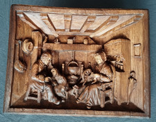 Geschnitztes Holzbild / Relief - SIC (Made in France) - Handarbeit - 23,5x18cm