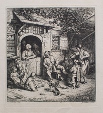 Adriae van Ostade nach Der Geiger Genre Barock Niederlande Original Radierung