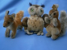 *******   Steiff Konvolut, 3 x Waldtiere. Uhu - Eichhörnchen und Fuchs   *******