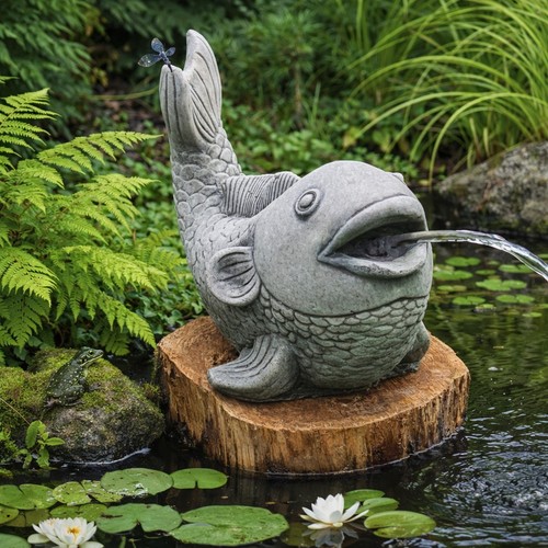 Wasserspeier teichfigur fisch - wasserspeier,