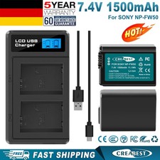 2Pcs NP-FW50 Akku+LCD Ladegerät Für Sony Alpha SLT-A33 A35 A37 a6400 a5100 a6500