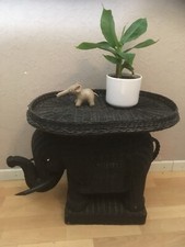 Elefant Blumenhocker Korb schwarz Beistelltisch Tablett Tisch Vintage 70er 80er