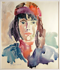 Mädchen Bildnis 1959 Aquarell Michaela Krinner 1915-2006 Kinderbildnis Porträt