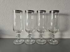 Vintage Platin Sektgläser Sekt Glas mit Stiel Platinrand 4 Stück 