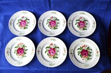 Ostfriesenrose Ostfriesische Rose 6 Kuchenteller geriffelt und handgemalt Nippon