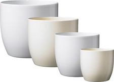 Übertopf Basel aus Keramik in vielen Größen in Weiß & Vanilla - Made in Germany