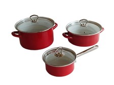 Topfserie Schwerter Email Chantal  Kochtopf Bratentopf Stielkasserolle 14-24 rot