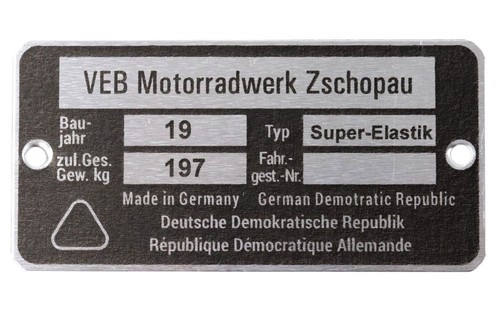 Typenschild für seitenwagen - für,