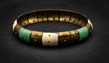 Vintage Armband Armreif gelb Metall Messing Emaille