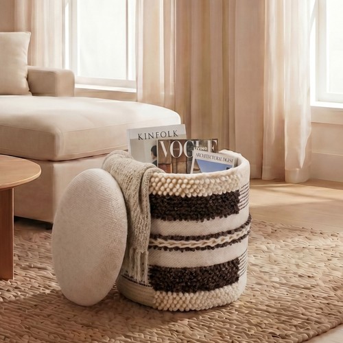 Sitzhocker mit stauraum - mit, wolle