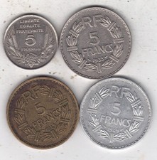 Frankreich France S 202+203a+b KM 887+888: 5 Francs 4 Stück Sammler collector