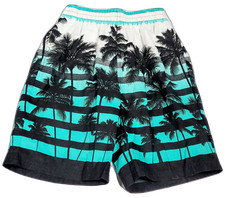 eleMar Bademode Jungen Bermuda Badehose schwarz-grün-weiß Palmen Gr. 164