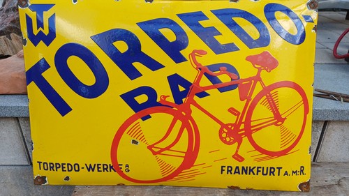 Werbe emailschild toropedo - -,