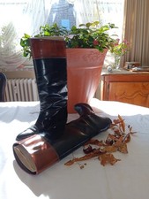 Damenstiefel Vero Cuoi Italien Gr. 38 1/2 schwarz mit braun am Stiefelschaft