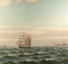 Seestück Schiffsbild - DREIMASTER  auf offenenen Meer Marinemaler - O. Palmer