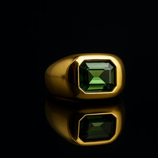 Massiver Luxus 750 Gold Ring 25,5g mit 3ct grünem Turmalin | Handarbeit | Neu