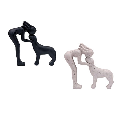 Frau und hundestatue - frau,