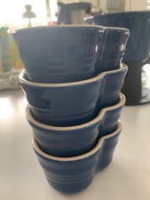 Le Creuset 4 Fondue Schalen für Dips und Saucen blau in Herzform