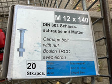 Reisser Schlossschrauben M12x140mm 20St verz.  DIN603 mit Mutter / ContPal4