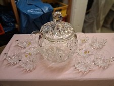 Kristall Bowle Set; Nachtmann; Topf+12 Gläser