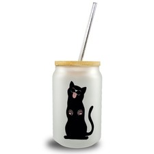 Schwarze Katze Trinkglas mit