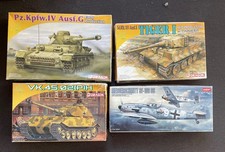 4 x Bausatz Dragon / ACADEMY: Tiger I, Pz.Kpfm IV, Panzer VK.45.02(P)H, Bf 109
