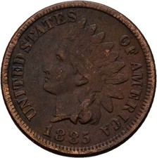 USA 1 Cent 1885 Indian Head  Kupfer 1,9g  Münze Original #FAO304