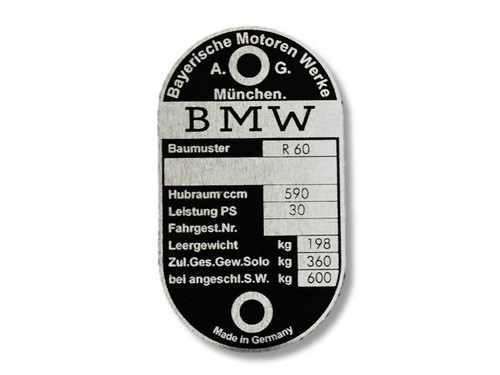 Bmw r60 typenschild - bmw,