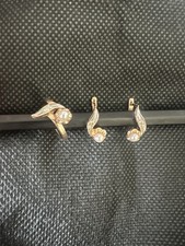 Rotgold Mit Weißgold Set 585 Mit Perlen