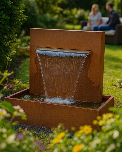 Cortenstahl wasserfall l60cm - wasserfall,