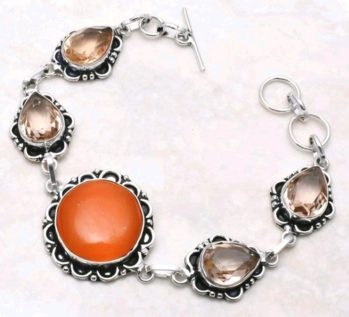Karneol morganit armband - karneol, +