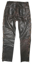 Schwere schnür lederjeans - lederjeans, /