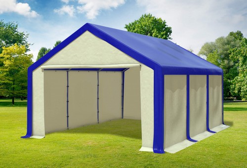 Partyzelt 4x6m blau beige - 4x6m,