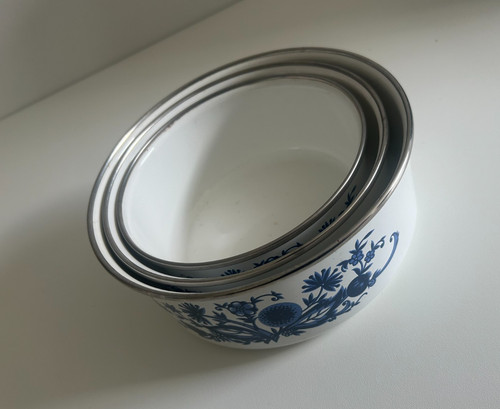 3er set emaille schüsseln - emaille, mit