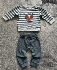 Manguun Jungen Set Gr. 80 Sweatshirt Hose Fuchs Grün Jogginganzug Pullover