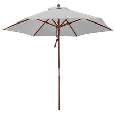 anndora® Sonnenschirm Balkonschirm ø 2,5 m rund Silber Grau Garten Holzschirm