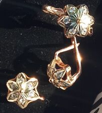 585 Gold Set Ohrringe Ring 18,0 russisches Rosegold + Weißgold Rotgold UdSSR