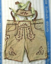 BRAUNE LEDERHOSE - KRACHLEDERNE - W 48 - 51 cm - OKTOBERZAUBER - GR. XL