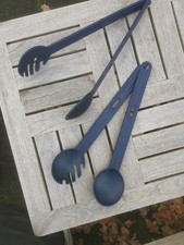 Tupperware Combinette Salatbesteck Spaghettizange Zange gebraucht 2 da blau 