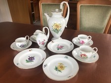 Schönes Meissen Schwanenhals Kaffeeservice Blumenmuster, Knauf-Zeit, 4. Wahl