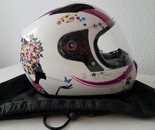 MTR Kinder Motorrad Helm YM 49-50cm Weiß/Lila/Rosa/Bunt Mädchen neuwertig
