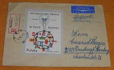 Fußball WM England 1966 Polen Block Luftpost Brief Raciborz Ratibor - Pinnerberg