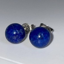925 Silber Ohrstecker mit blauen Lapislazuli-Kugel, 1.9g,D.-0.8cm
