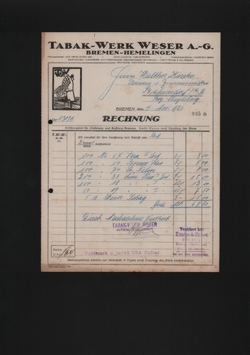 Bremen rechnung 1924 - rechnung,