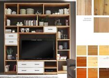 TV-Wand 223x238x46cm Buche Eiche Kiefer massiv geölt kolonial bianco mit weiß