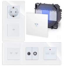 Krone Touch Sensor Lichtschalter Steckdosen Wechselschalter LAN Glas Luxus-Time