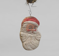 ❉Alte Weihnacht❉ Christbaumschmuck SANTA-KOPF DRESDNER PAPPE Papmachè