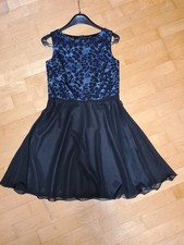 Festliches Kleid, Schwarz/blau, mit Spitze,Gr. 176/36 Konfirmation/Abschlussball