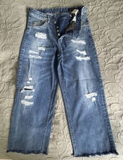 HERRLICHER Jeans Damen Gr. W28 Candiani Denim 3/4Hose Destroyed-Look Fransensaum