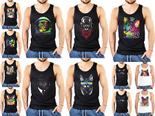 Katze Motiv T-Shirt  - Katzenaugen Trägershirt - Herren T-Shirt Katzen Cat Shirt